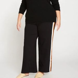 Universal Standard Stephanie Wide Leg Stripe Ponte Pants-Black Size Small